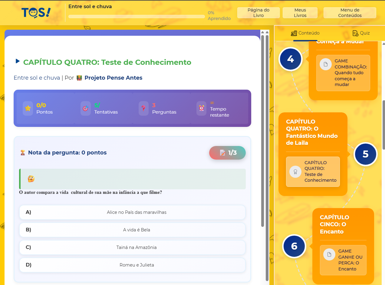 Quiz de teste de conhecimento com pontuação